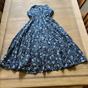 Elegant navy and light blue floral halter dress.